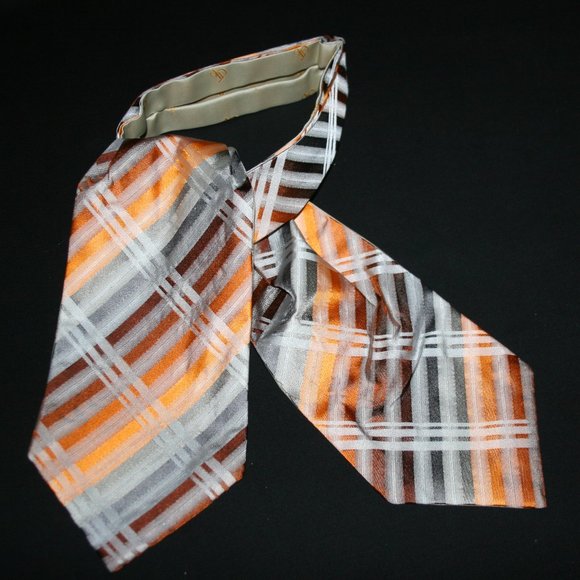 Ascot 100% Silk Jacquard Gray &Brown - Picture 1 of 3